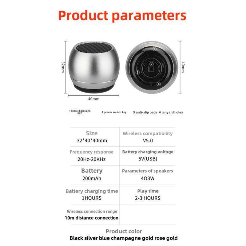 Mini subfalante de metal, alto-falante Bluetooth portátil criativo para áreas externas_voghion.com