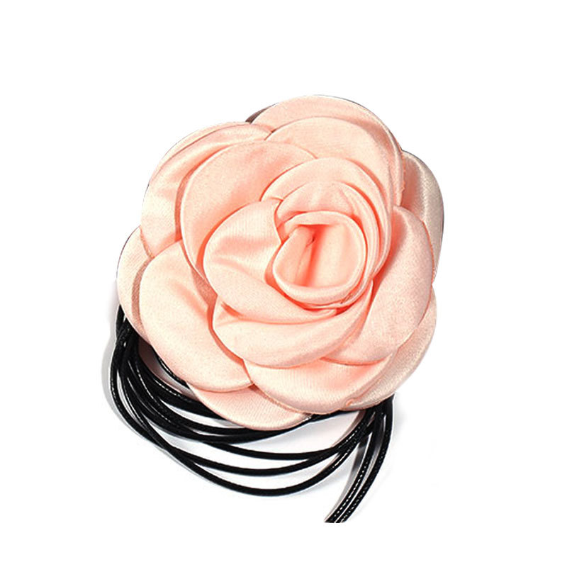 Handmade Fabric Flower Strap Necklace Sexy and Pure Desire Korean Wax Neckchain Choker Collar for Women_voghion.com