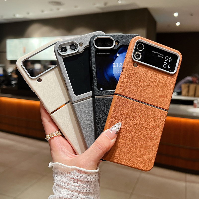 Coque en TPU texturée en cuir pour Samsung Galaxy Z Flip 7, Flip 6, Flip 5, étui souple et pliable antichoc pour Samsung Galaxy Z Flip 7, 6, 5, 4, 3_voghion.com