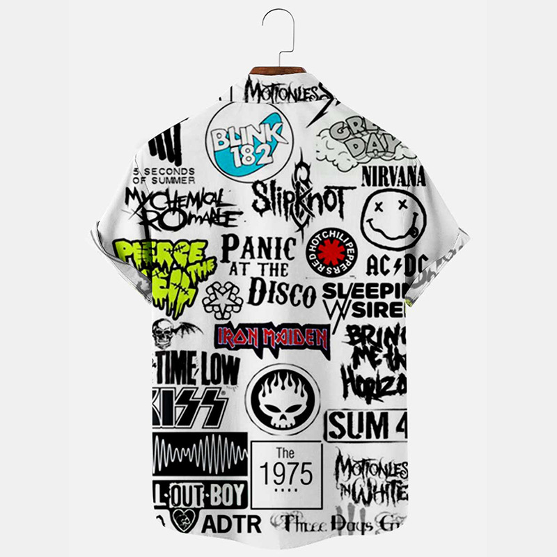 Camicia estiva da uomo a maniche corte stampata estiva in cotone con colletto largo e casual per giovani sottili_voghion.com