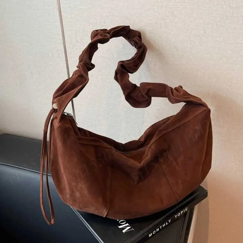 Borsa a mano piccola Hobo Tote multitasche in pelle scamosciata da donna con tracolla regolabile, borsa a mezzaluna, mini pochette a tracolla_voghion.com