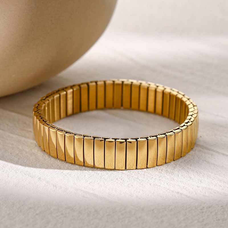 16k Gold Stainless Smooth Cuban Watch Strap Design, Spring With Unique Temperament, Niche And Simple Titanium Steel_voghion.com