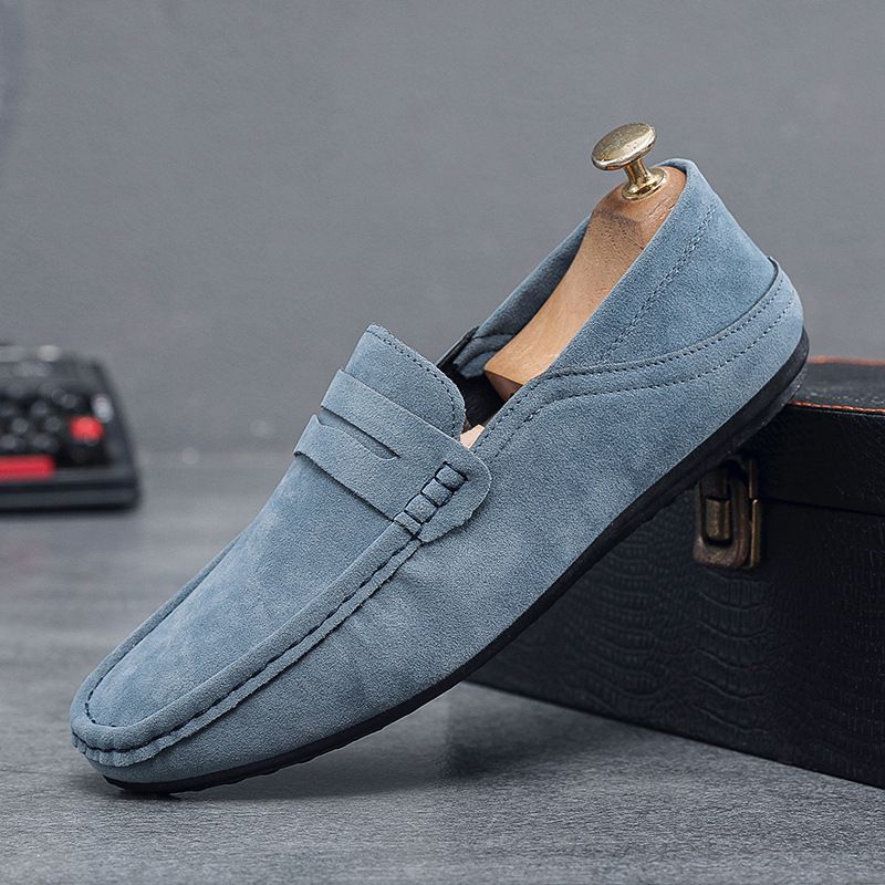 Men’s Shoes Spring New Loafers Men's Shoes Moccasins Suede Trendy British Lazy One Step Half Slip Driving Shoes_voghion.com