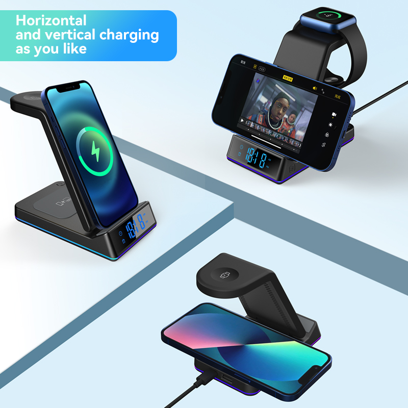 3 in 1 Klappbare kabellose Ladestation für Galaxy Watch 5Pro 4 3 Active 2 Schnellladegerät für Samsung S22/21/20 LTE Buds Pro Live_voghion.com