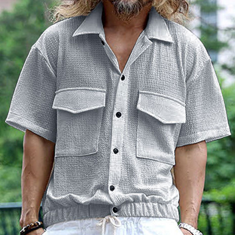 Camicia casual estiva da uomo a maniche corte con cardigan multitasche Bubble 2024_voghion.com