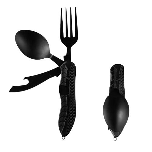 4 in 1 Travel Utensil Cutlery Disassembly Picnic Fork Spoon Cutter Set Outdoor Collapsible Cutlery Camping Hiking Survival Tool_voghion.com