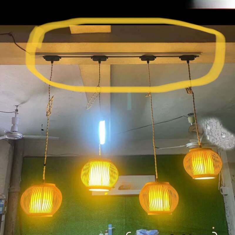 rope Pendant Dimming Knob Switch Power Root Carving Tree Branch Hanging Light Cord Bamboo Woven Lampshade_voghion.com