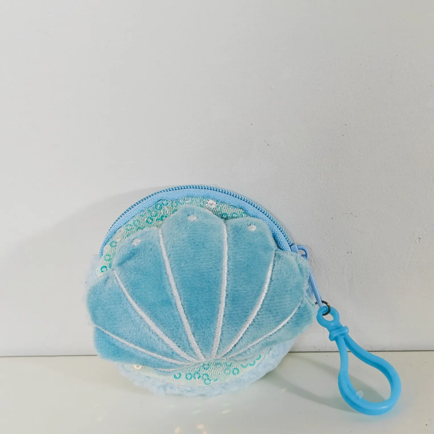 Plush Sequin Shell Coin Purse Girls Cartoon Cute Small Wallet Lipstick Earphone Key Storage Keychain Bag Pendant_voghion.com