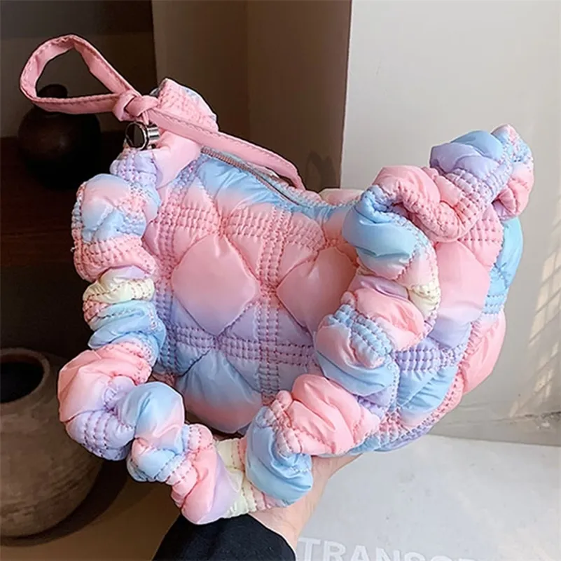 Korean Stylish Pleated Handle for Women Cloud Plaid Quilted Leisure Hobos Bag Shopping Shoulder Crossbody Bags Female_voghion.com