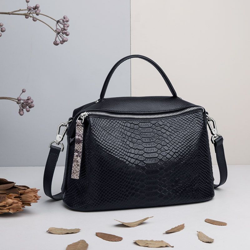 Damen Handtasche aus echtem Schultertasche, Umhängetasche, Rindsleder, echtes Leder, Taschen für Damen, Alligatorleder,_voghion.com