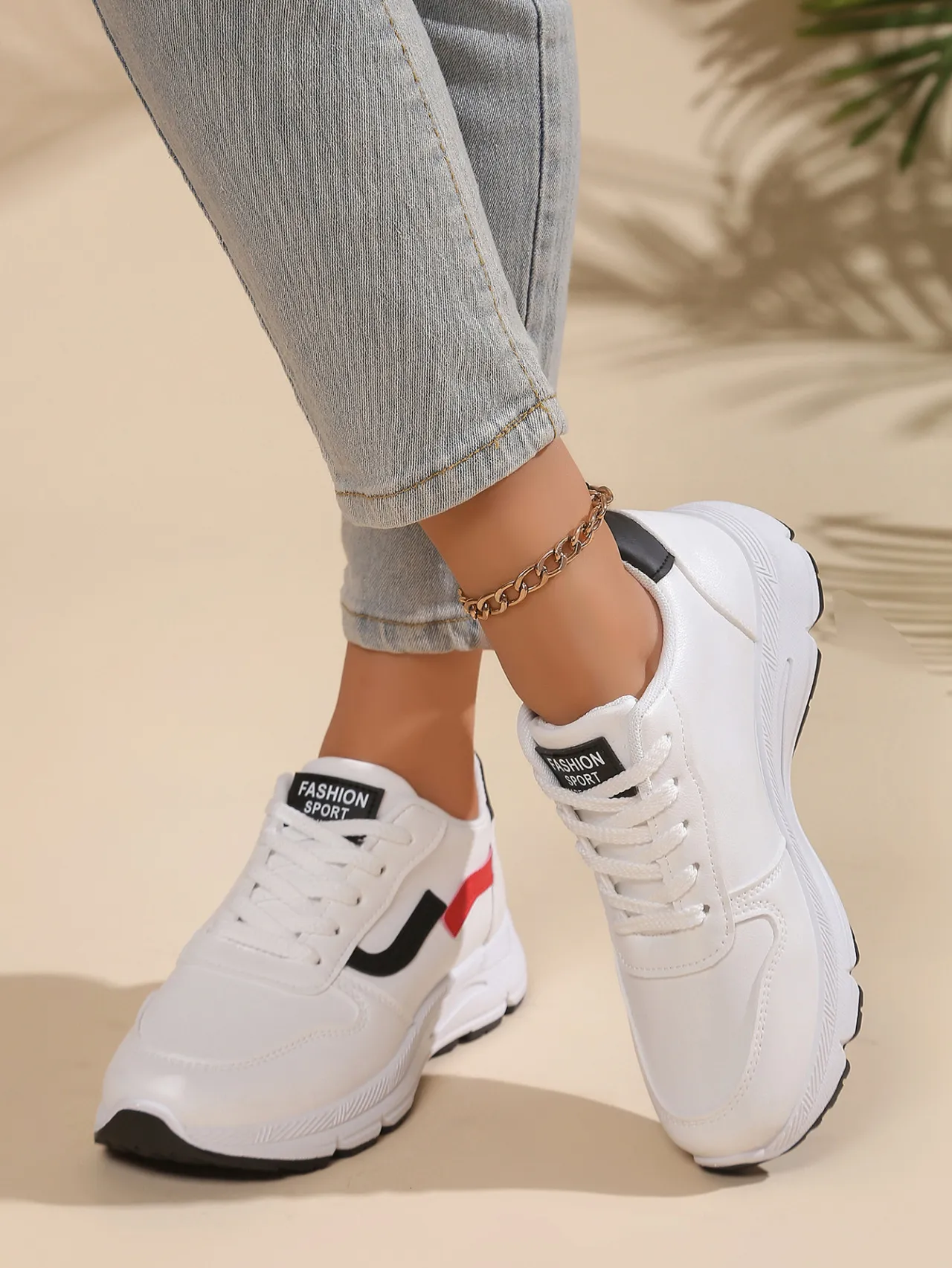 Sport per donne, scarpe casual da corsa in pelle da studentesse, autunno 2024, scarpe da viaggio bianche_voghion.com
