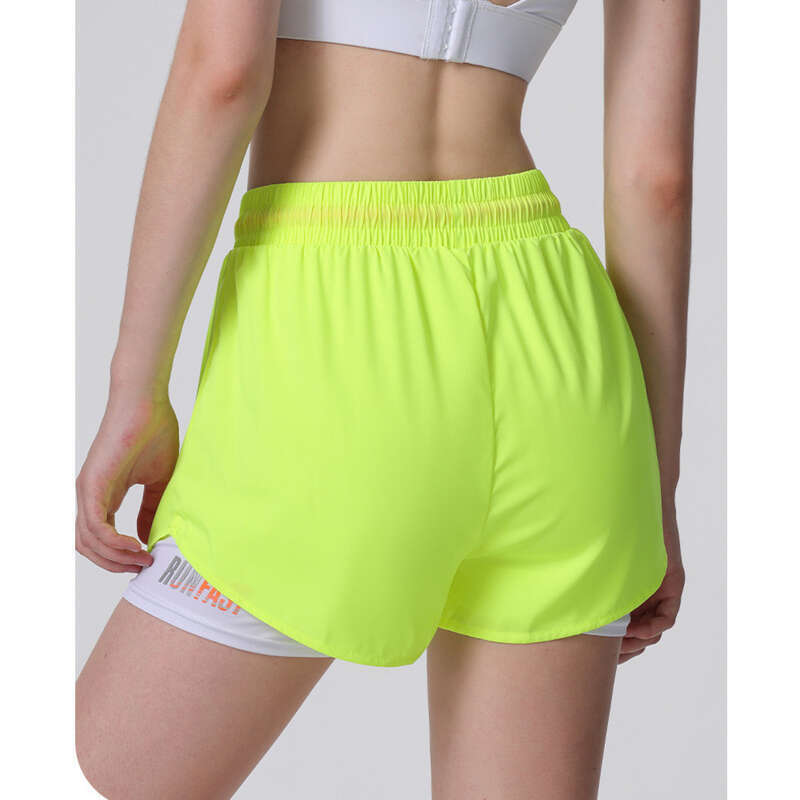 Pantaloni scurți sport, pantaloni de yoga antireflex pentru femei, vară caldă, noapte fierbinte, casual, uscare rapidă, alergare, respirabili, două piese_voghion.com