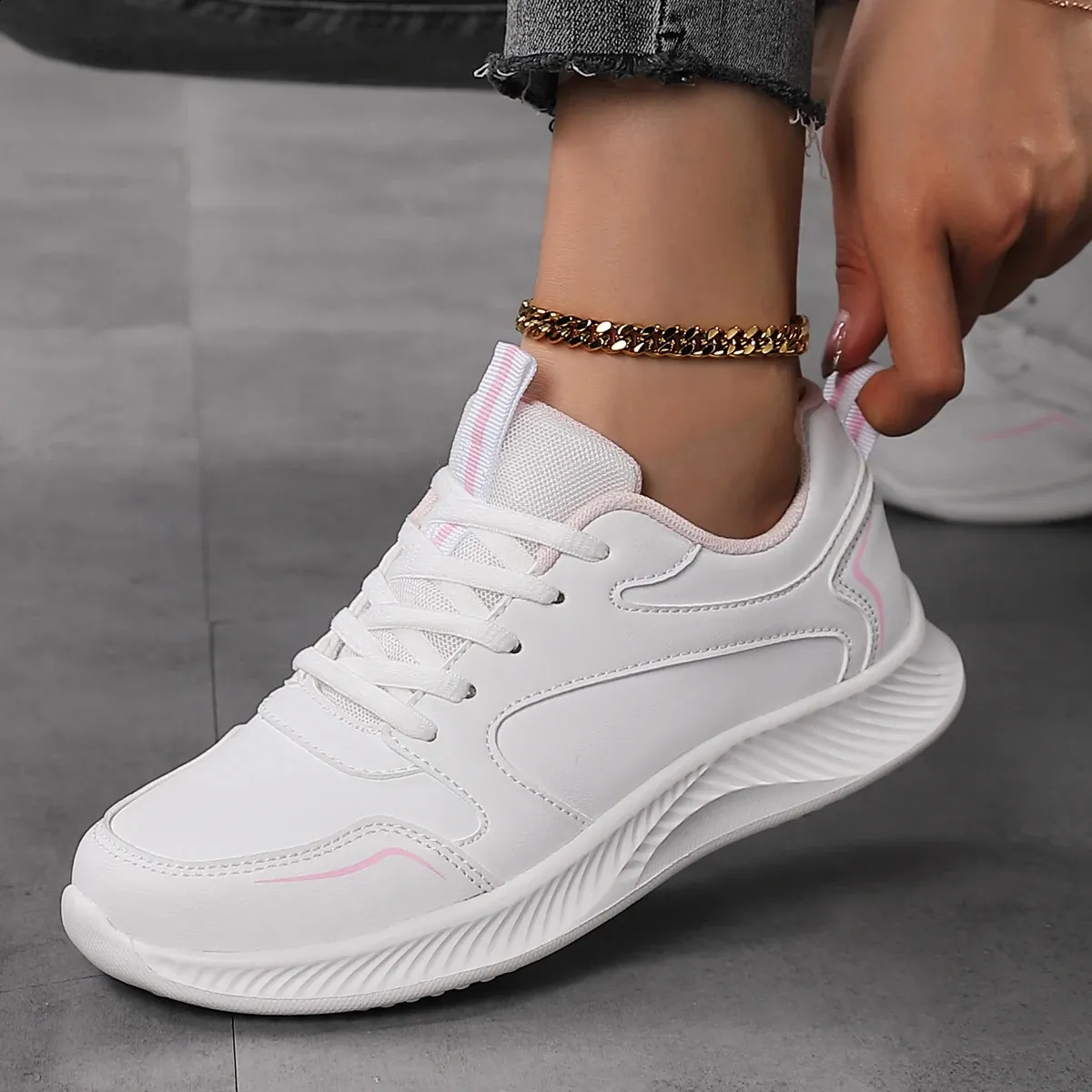 Woman Tennis Sneakers Fashion Comfort Sports Board Casual Shoes Spring Summer Ladies Female Women Shoe PU 240809_voghion.com