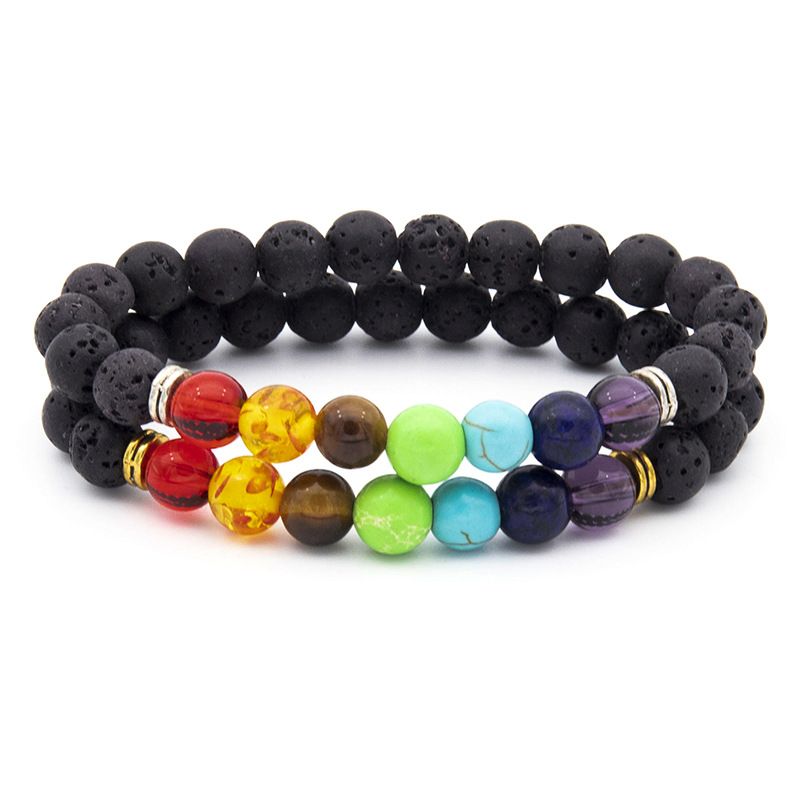 Colorful Volcanic European And American Cross Border New Hand Beaded Men's Natural Tiger Eye Stone Bracelet_voghion.com