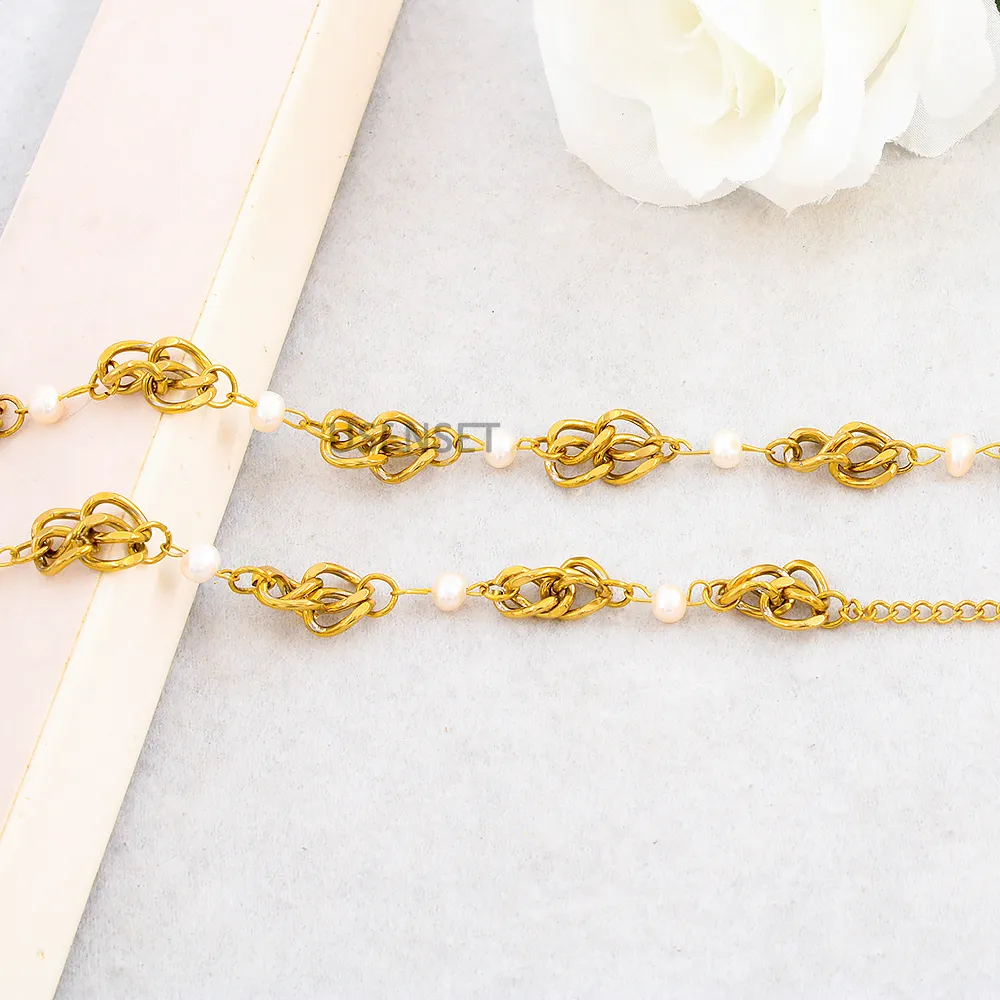 Catene Donna Uomo Perla Collana Cubana Moda Oro Colore Irregolare Unico Audacemente Acciaio Inossidabile Catena Gioielleria_voghion.com
