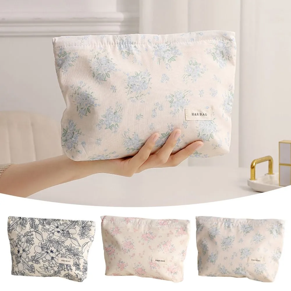Trousse de rangement multifonction à imprimé floral, grande capacité, idéale pour le maquillage ou les voyages_voghion.com