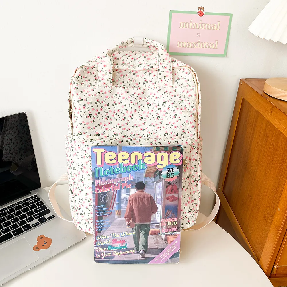 Zaino da donna, per studenti universitari, grande capacità, in tela, casual, floreale, con tracolla regolabile, per ragazze adolescenti_voghion.com