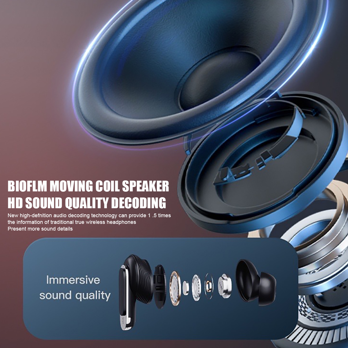 TWS Smart Touch Screen Earbuds Wireless Bluetooth Headphones Headset With Mic Stereo_voghion.com