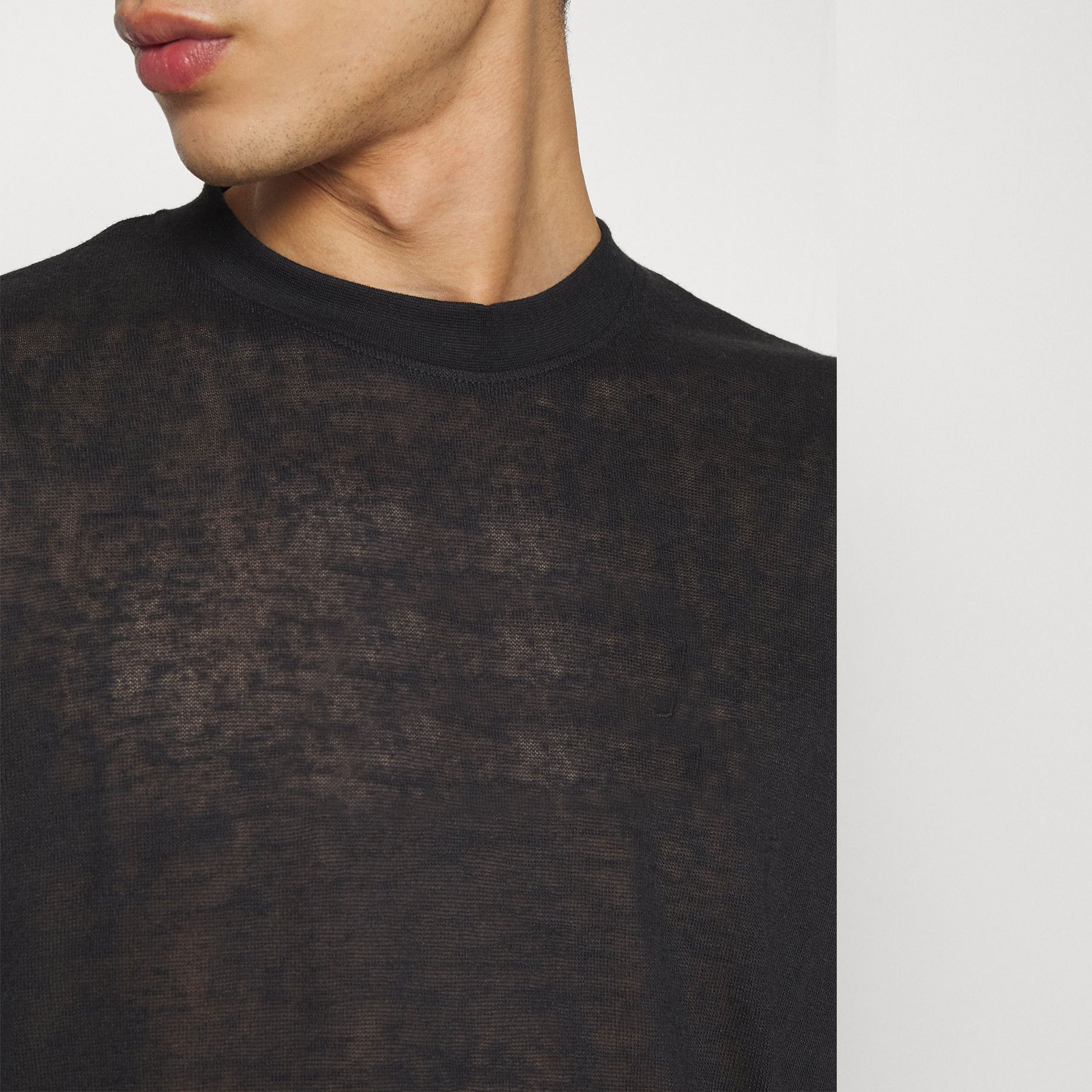 Herrenbekleidung Dünnes T-Shirt Halbtransparentes Oberteil Rundhals Langarm-T-Shirt Lockeres großes Klimatisierungshemd Unterhemd_voghion.com