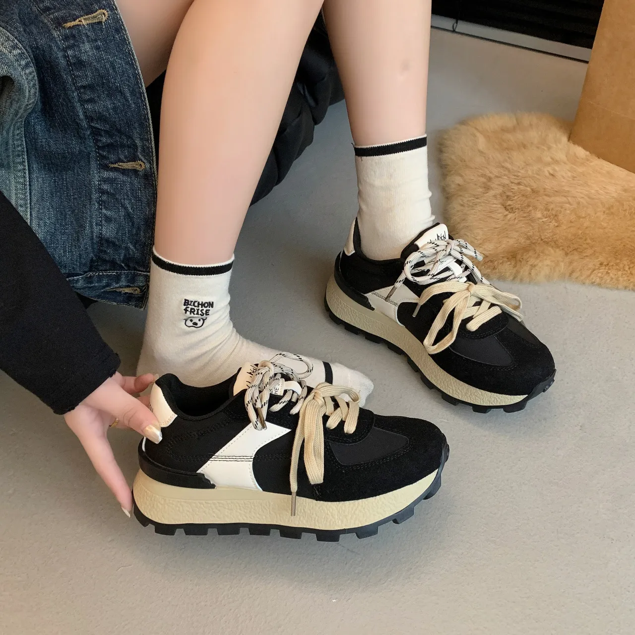 Height Increasing Running Shoes For Women Thick Sole Trainers_voghion.com