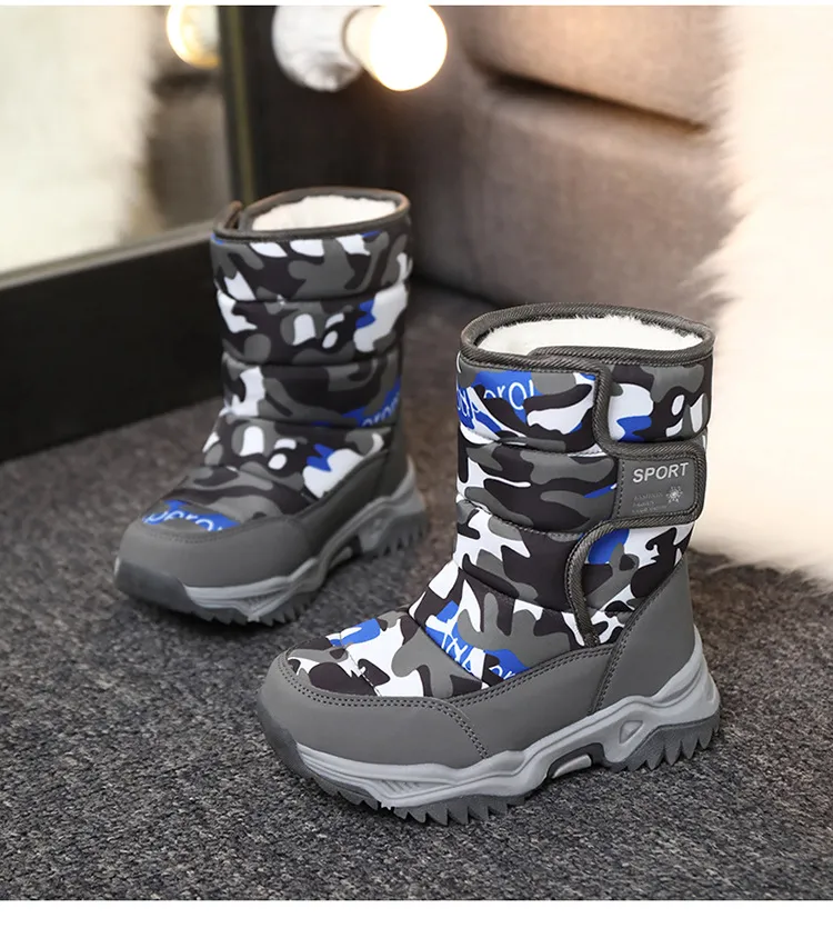 Winter Kids Plush Waterproof Fabric Non-Slip Girls Boys Rubber Sole Toddler Snow Fashion Warm Cutefeet Children Outdoor_voghion.com