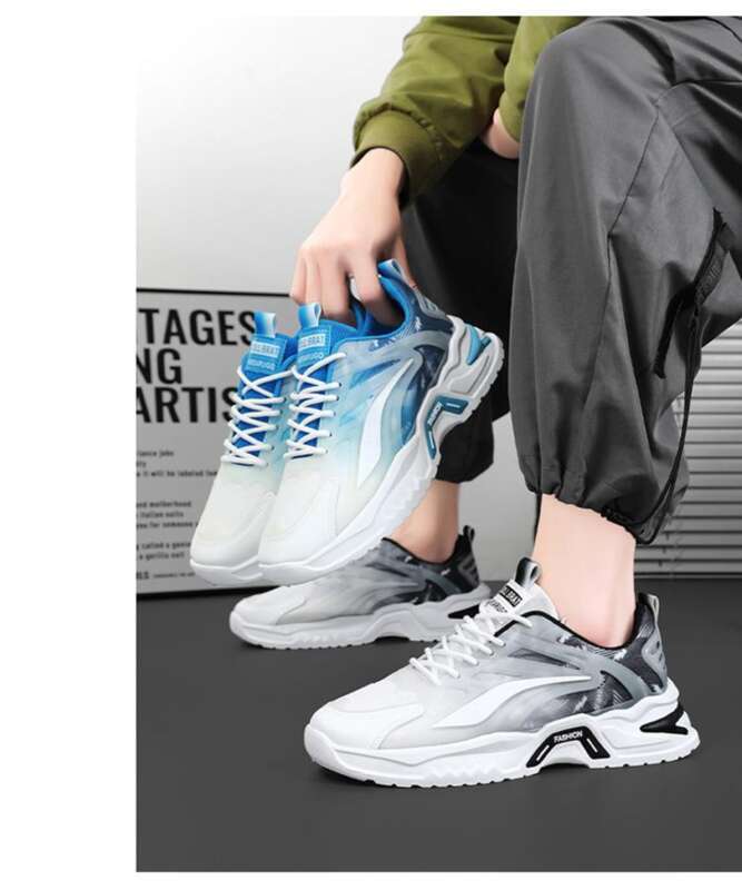 Scarpe da uomo estive nuove e traspiranti in rete, sportive, alla moda, versatili, con suola spessa, bianche, casual, da papà_voghion.com