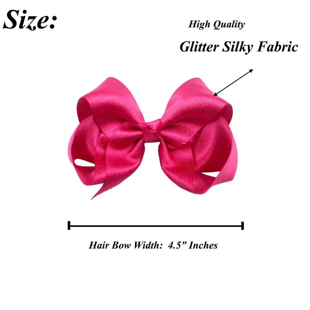 32 stuks 4,5 inch strikken premium glitter zijdeachtig lint boutique haarstrik alligatorclips voor meisjes tieners peuters kinderen_voghion.com