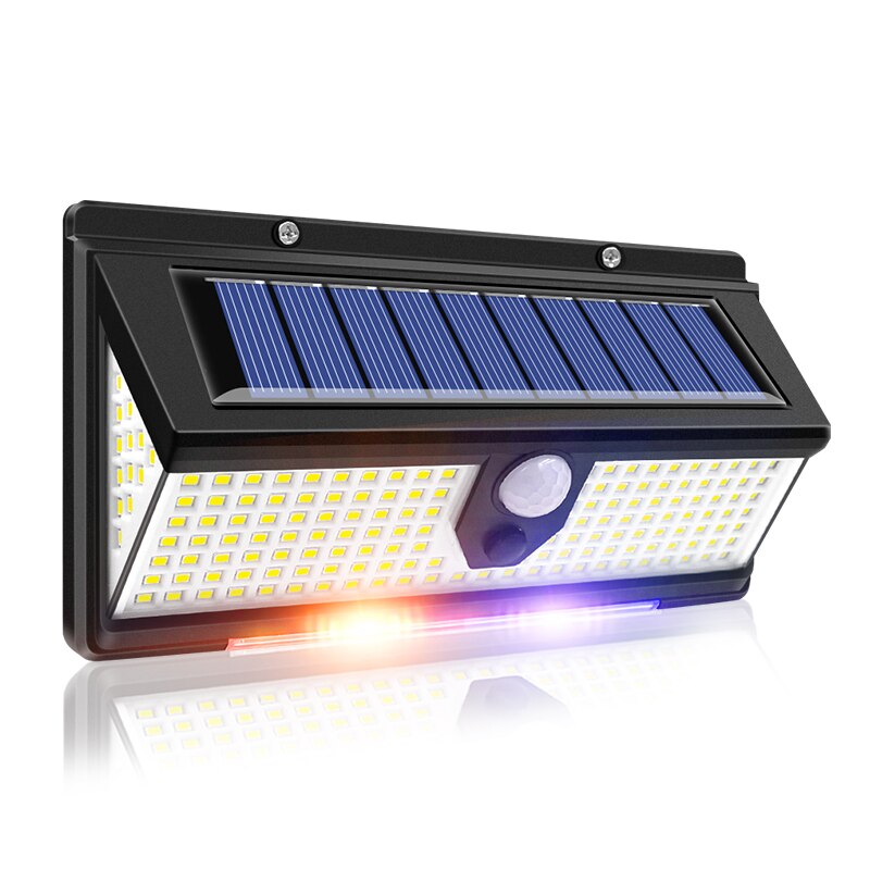 Solcellsdriven LED-lampa för utomhusträdgårdsdekoration 190 LED-lampor med 4 arbetslägen IP65 vattentät solcellsdriven rörelsesensorvägglampa_voghion.com