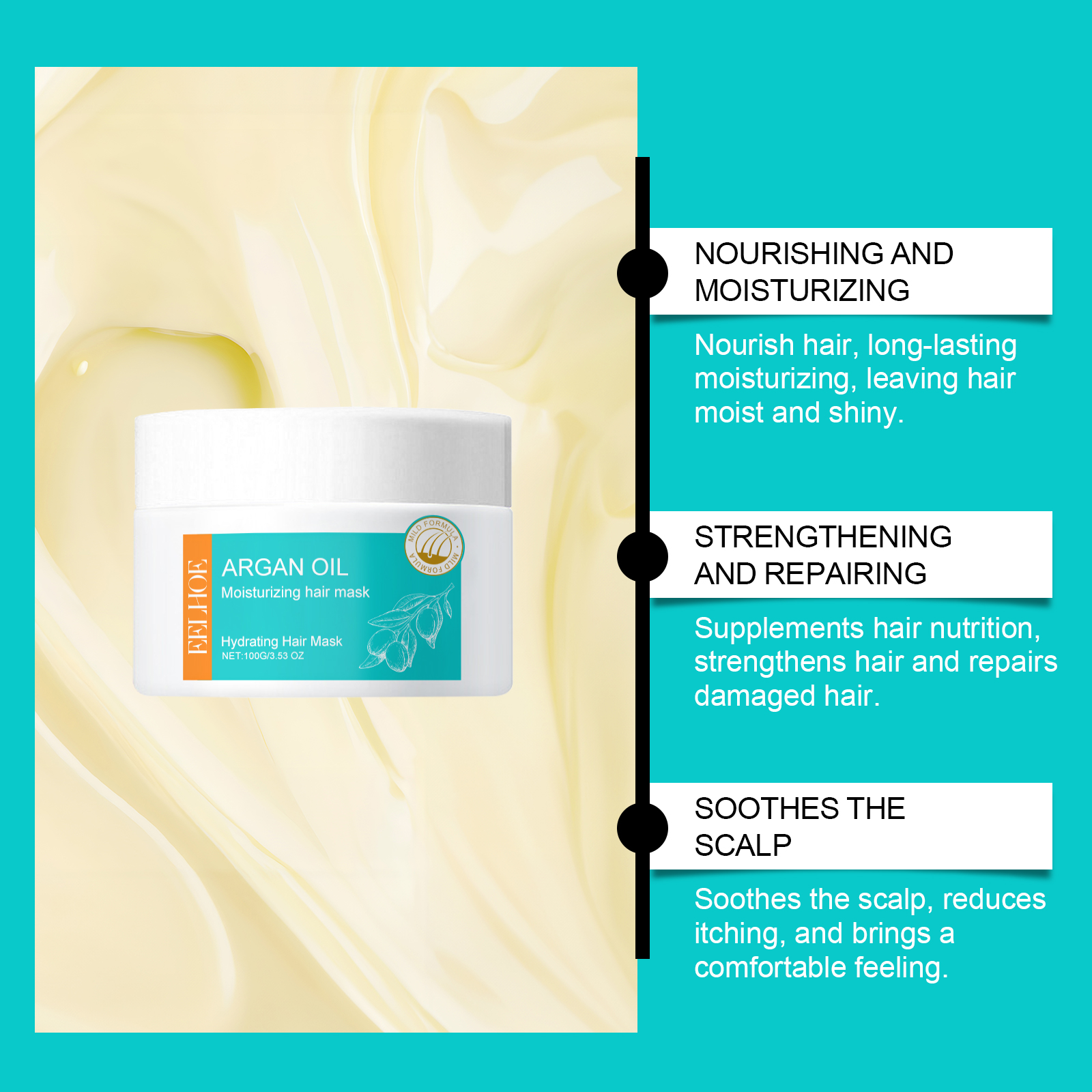 EELHOE Argan Oil Moisturizing Hair Care Set, Nourishing And Treating Dry Hair Smooth And Glossy Essence_voghion.com