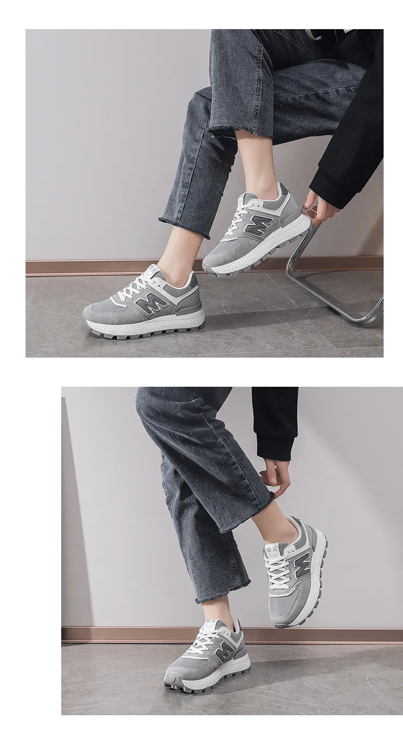 gratis fragt designer dame mænd sneakers sport sort grå brun løbesko åndbare athleisure løbesko_voghion.com