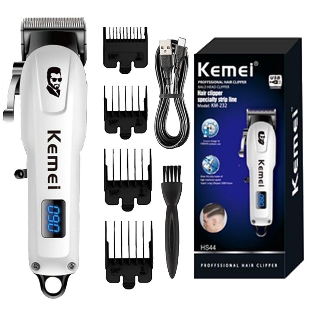 KM-232 Mașină de tuns profesională cu încărcare USB, tuns fără fir, LCD, tuns pentru bărbați_voghion.com