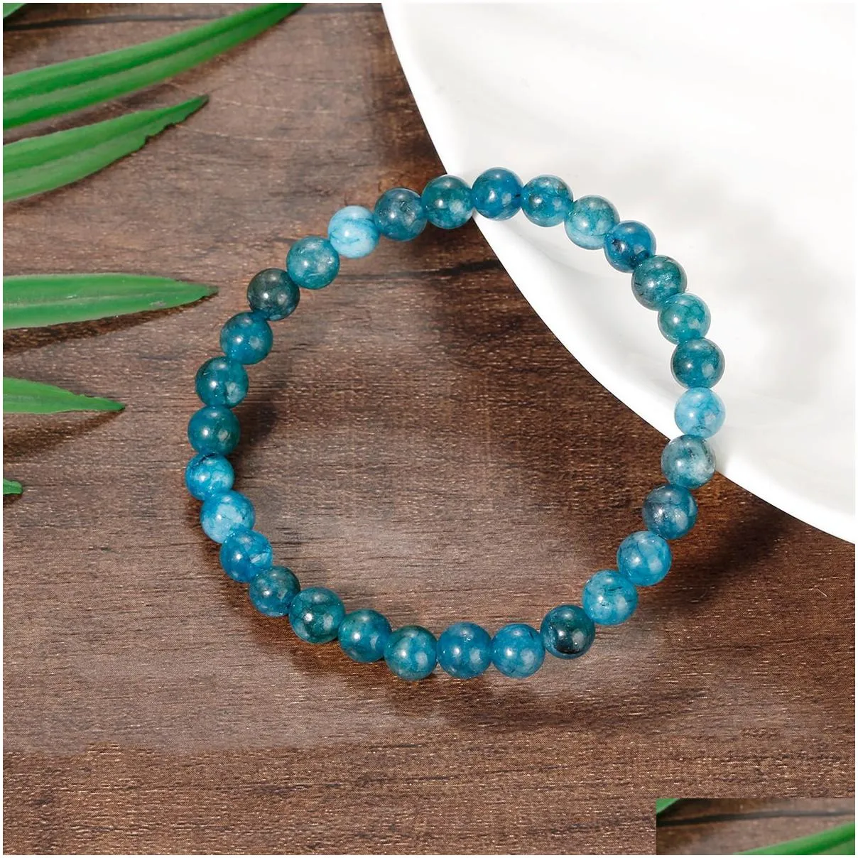 Bracciale di perle in apatite naturale elastico gioiello donna_voghion.com