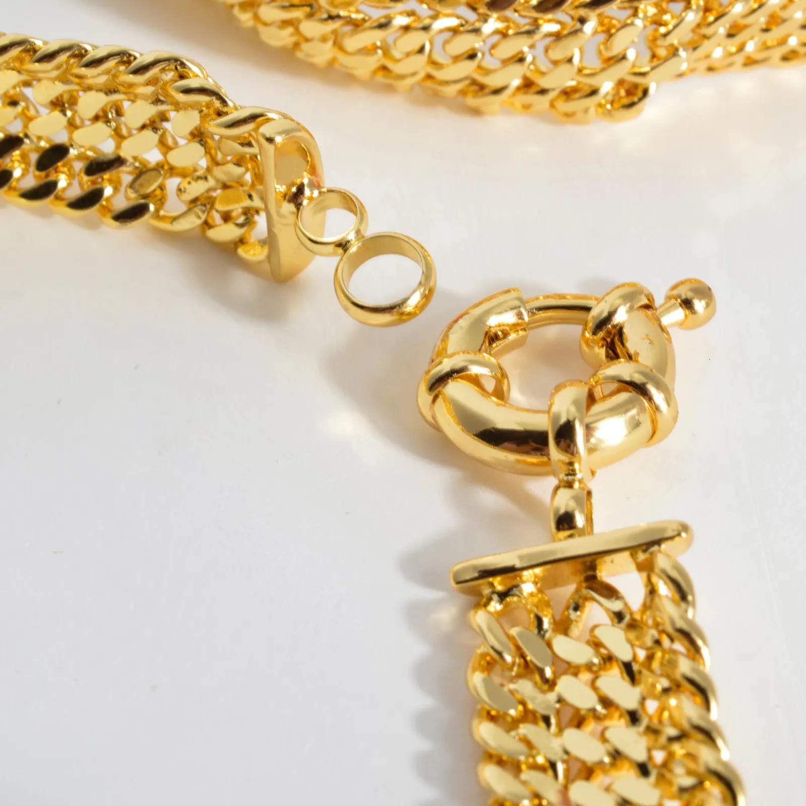 Sunny Jewelry kobberlenkearmbånd for unisex gullbelagt armbånd Miami Curb Punk klassisk håndkjede smykker gave_voghion.com