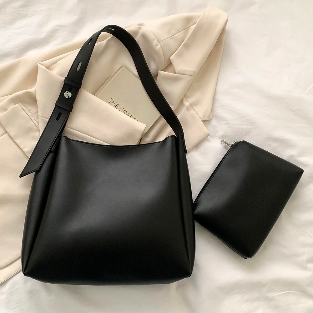 Modna skórzana torba shopper dla kobiet 2023 Tend Female Prosta duża torba na ramię o dużej pojemności Torebki i portfele_voghion.com