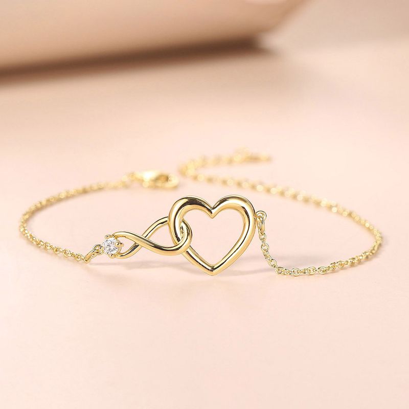 Bracciale unisex a forma di amore infinito per donna, con zircone singolo, semplice e versatile, gioiello da mano._voghion.com