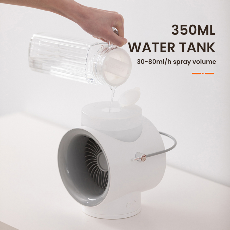 Portable Wireless Fan Dual Sprayer Humidifier Air Cooler Aroma Diffuser 4000mAh USB Rechargeable Cooling Fan With Night Light_voghion.com
