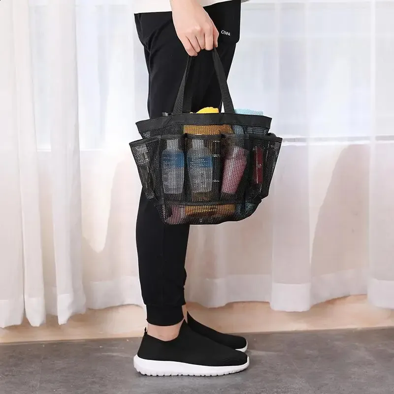 1 sac de voyage pour femme, grande capacité, noir, en maille, pour maquillage, trousse de toilette, organisateur de lavage, étui portable_voghion.com