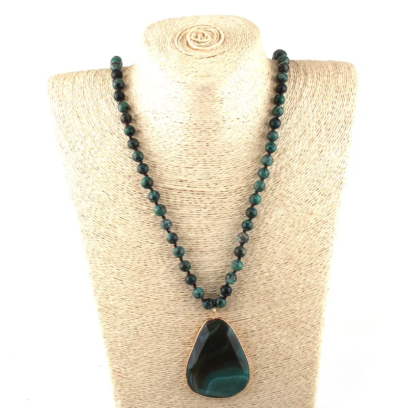 Böhmische Steinperlen Anhängerkette Für Damen Modeschmuck_voghion.com