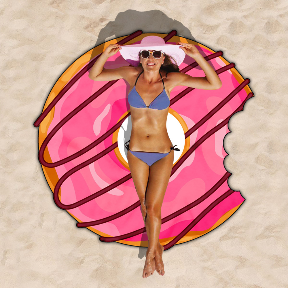 Donut Beach Mat Shaped Swimming Towels Beach Towel Irregular Towel Material Doughnut Mat Bath Towel Bath Robe Travel Towel Camp_voghion.com