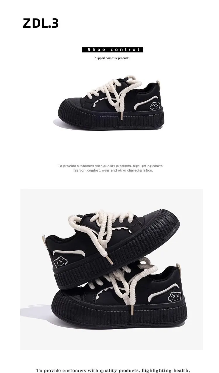 Rund tå med tykke såler af lærred, patentlæder, søde, afslappede, åndbare, komfortable, skridsikre, moderigtige boardsko_voghion.com