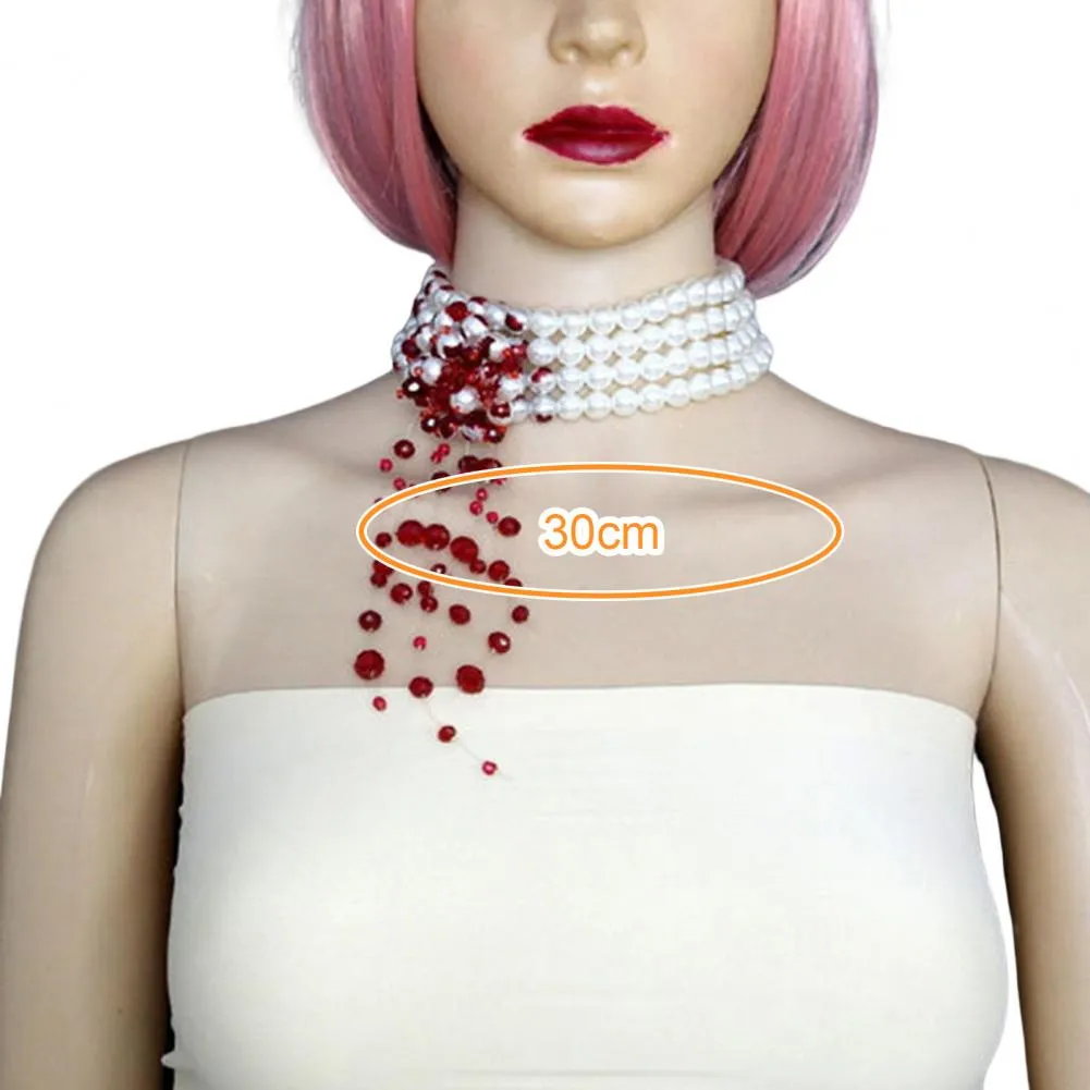 Collier ras de cou gothique gouttes de sang pour halloween_voghion.com