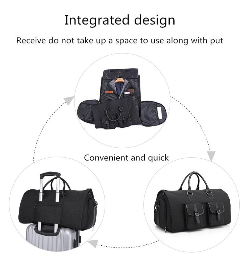 Schwarze neue faltbare Aufbewahrungsreisetasche mit großem Fassungsvermögen, modische wasserdichte Fiesstasche,_voghion.com