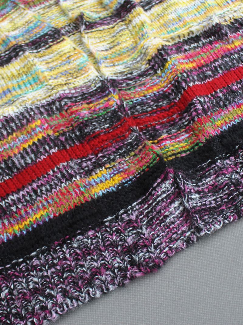 Women's Clothing women's knitted sweater retro long sleeved striped cardigan jacket spring and autumn_voghion.com