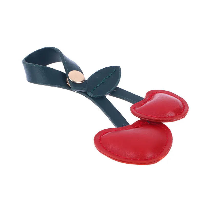 Portachiavi creativo piccolo in stile pastorale a forma di ciliegia, in pelle, con frutta, per borsetta, accessori, regalo kawaii per ragazze e donne._voghion.com