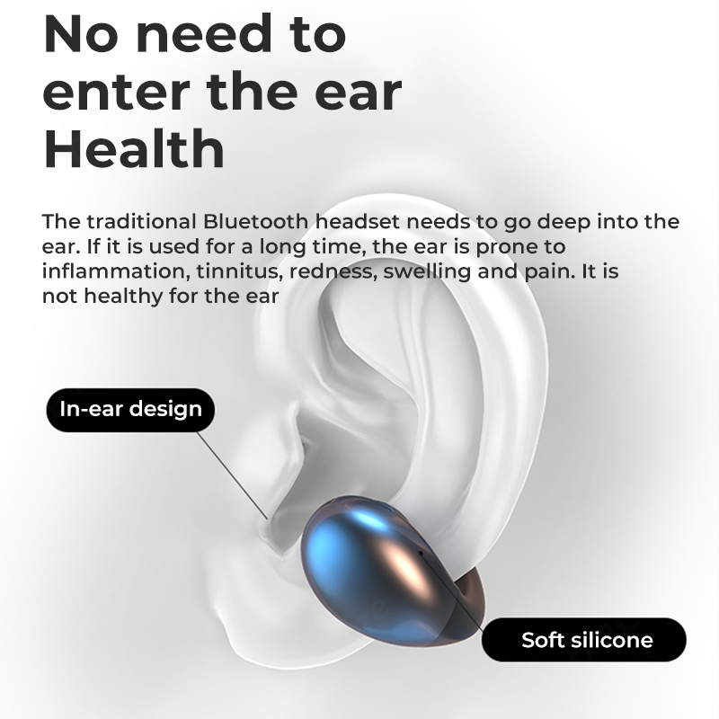 Ακουστικά Bluetooth με οστική αγωγιμότητα, σκουλαρίκια, ασύρματα ακουστικά, κλιπ αυτιού με μικρόφωνο, στερεοφωνικά ακουστικά HiFi, αθλητικά αδιάβροχα ακουστικά_voghion.com