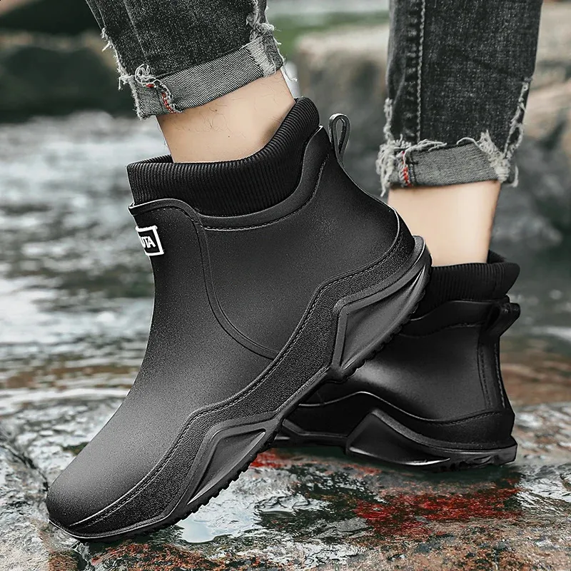 Scarpe da pioggia basse impermeabili antiolio invernali da uomo e da donna, foderate in peluche, in PU, antiscivolo, taglia EU 36-44 250122_voghion.com