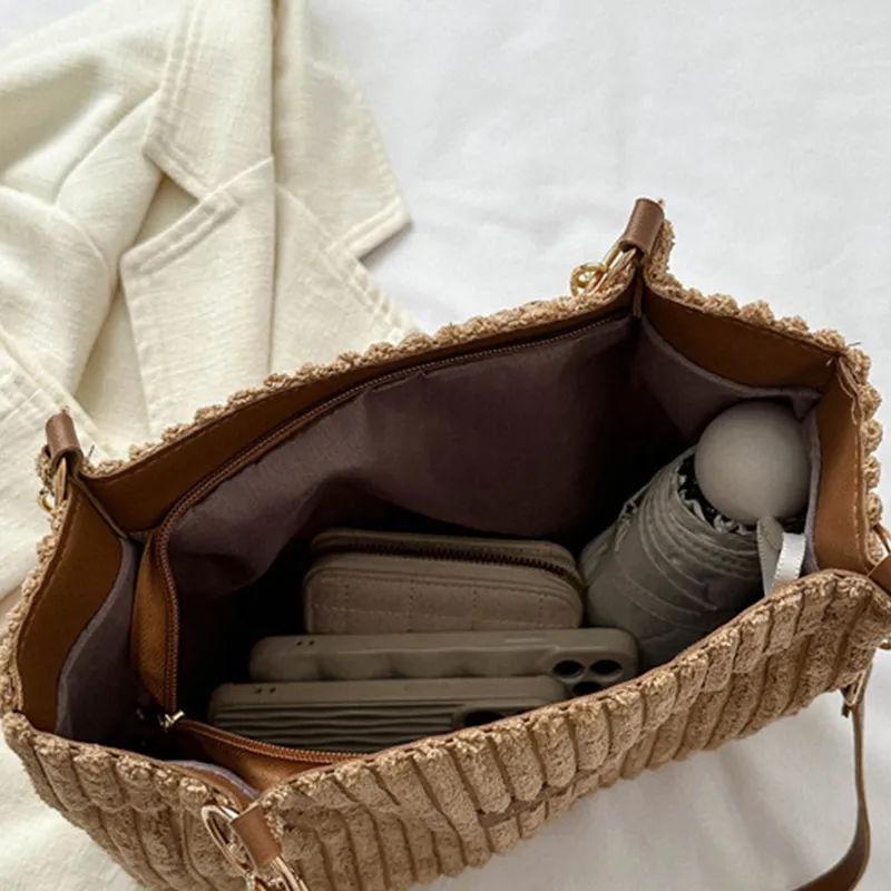 Borse a tracolla in velluto a coste per donna, 2023, nuove borse alla moda coreane, grandi, in tessuto di cotone, da donna, tote shopper_voghion.com