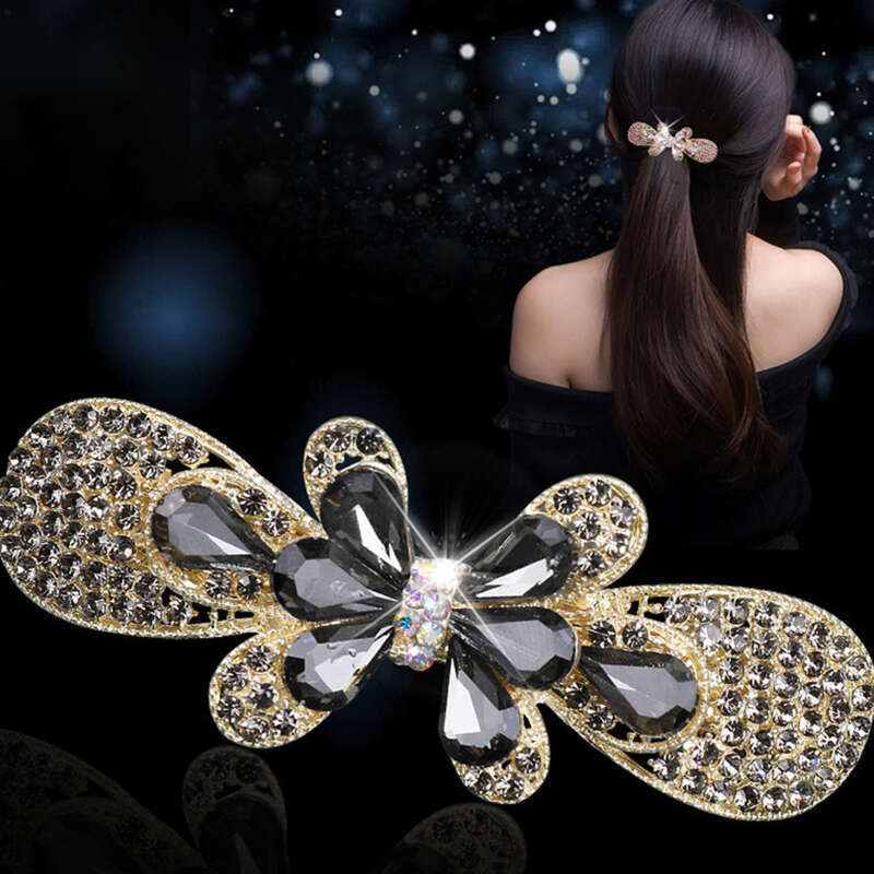 Luksuslik kristallvedru aksessuaar, kerge ja moekas. Poolpikk tõmblukk kuklal, sobib madalatele juustele._voghion.com