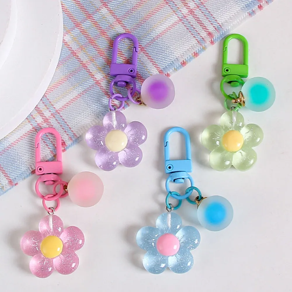 6Pcs Bunte Harz Blume INS Schlüsselanhänger Koreanischen Stil Niedliche Tasche Schlüsselanhänger Großhandel Auto Schlüssel Zubehör_voghion.com