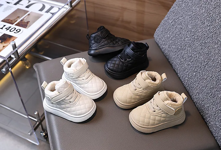 Littlesprouts Baumwollstiefel für Kinder, warm, für den Winter, neue Plüschstiefel für Jungen und Mädchen, verdickte weiche Sohle, rutschfeste Kleinkinderschuhe, Größe 16–26_voghion.com